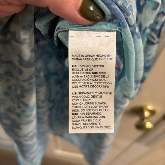 Chico's Embellished Tranquil Turquoise 3/4 Sleeve Coastal Tunic ~ Medium ~ NWT - Picture 8 of 9